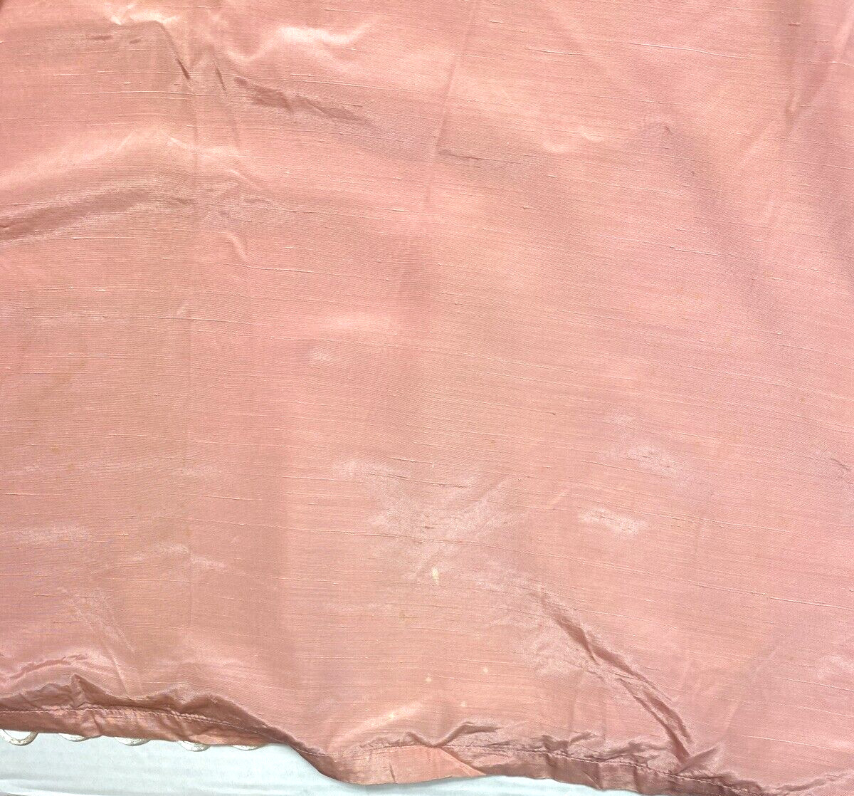 Vintage 1940s 50s Pink Curtain Drape Panel Scalloped Ribbon Trim Long Silky htf