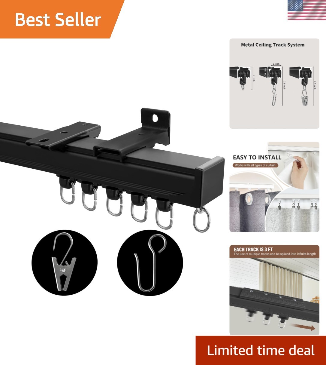Curtain Track Ceiling Mount Room Divider Privacy Partition Heavy Duty Aluminu…