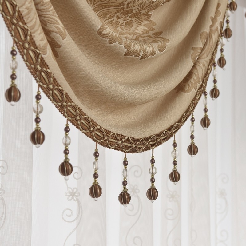 Custom European Court Jacquard Shading coffee cloth curtain valance drape C2130