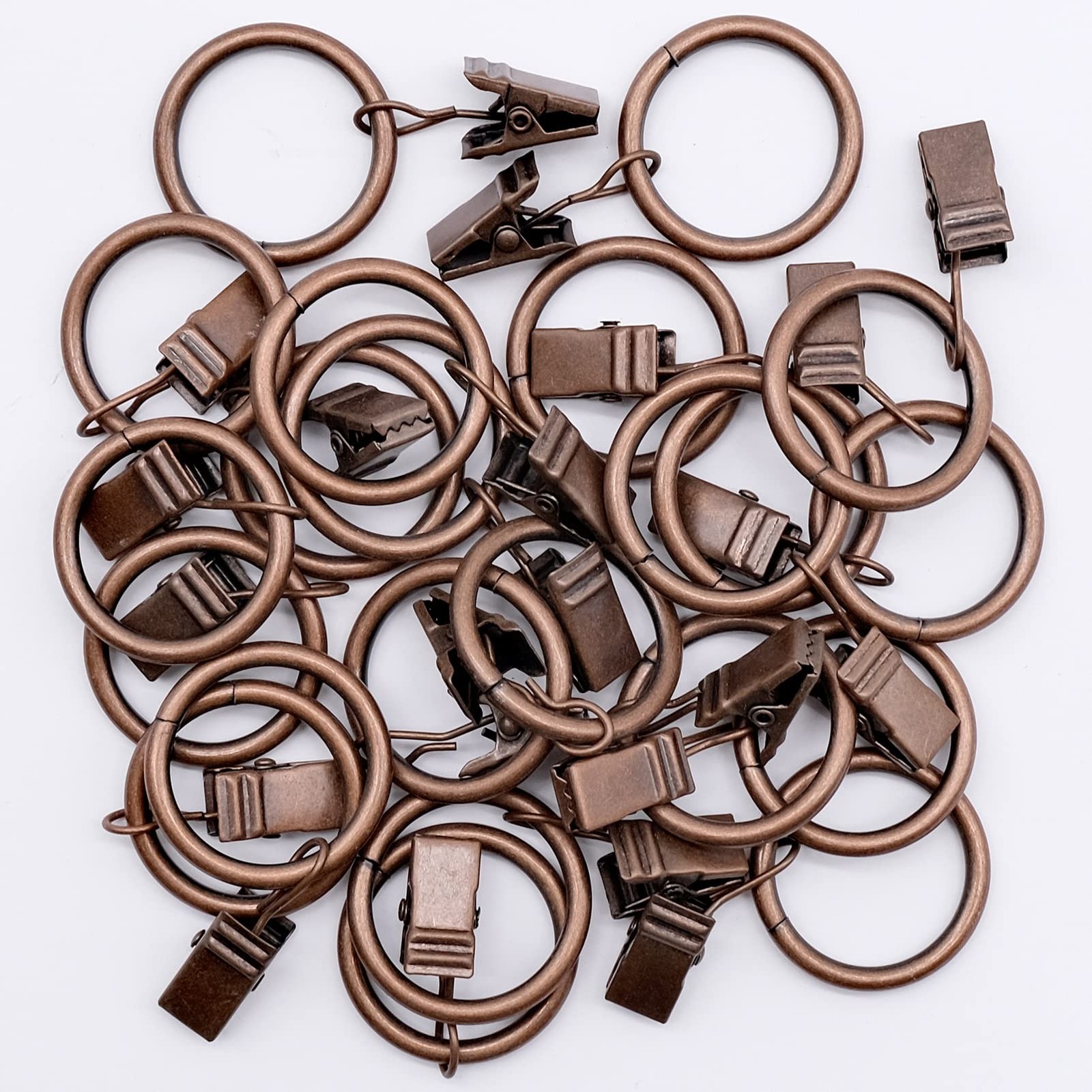 Lot of 40 Curtain Rings with Strong Clips, Antique and Stainless Vintage Decorat…