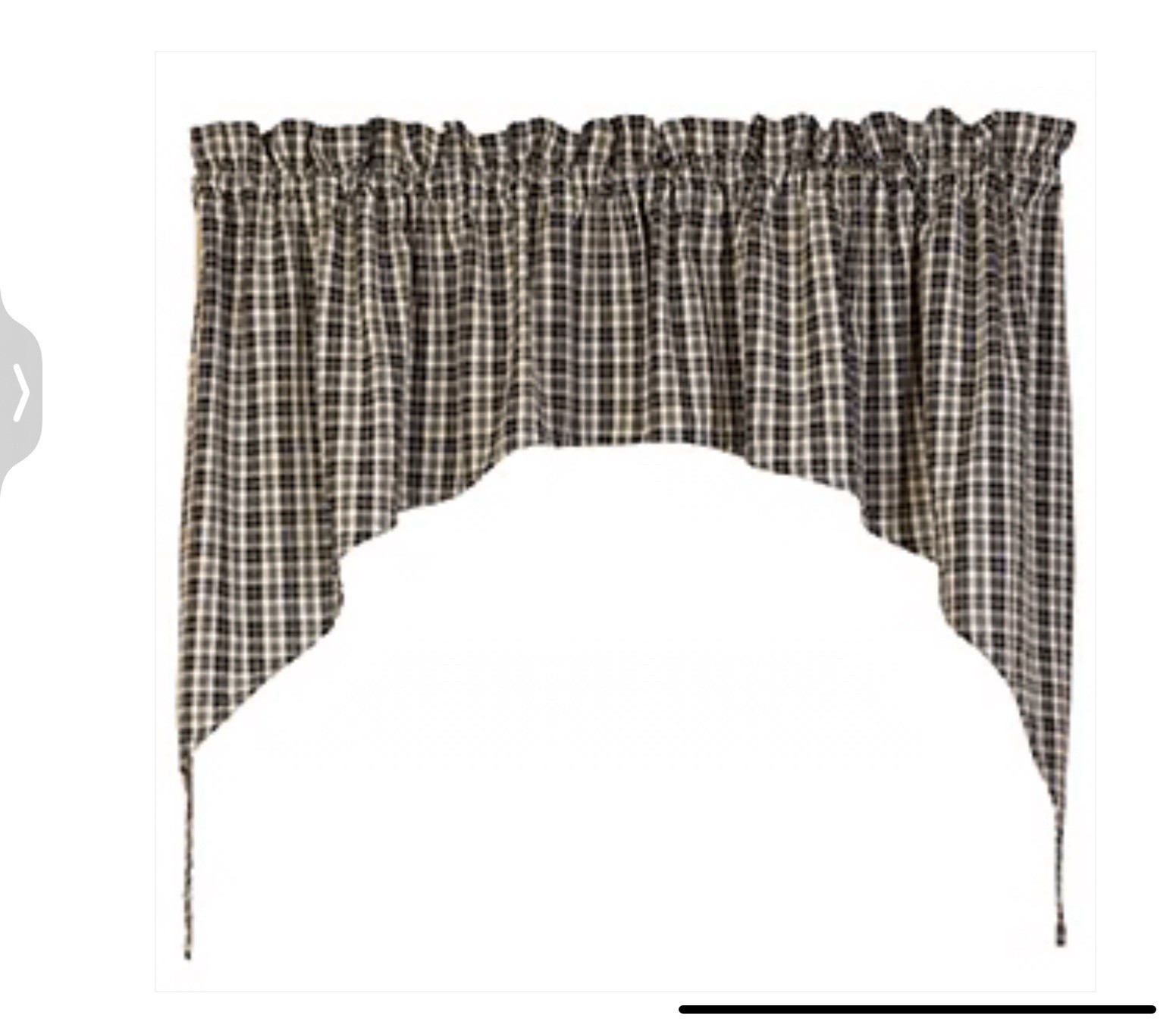 The Country House Collection Black Hanover Swag 72”x 36” NEW
