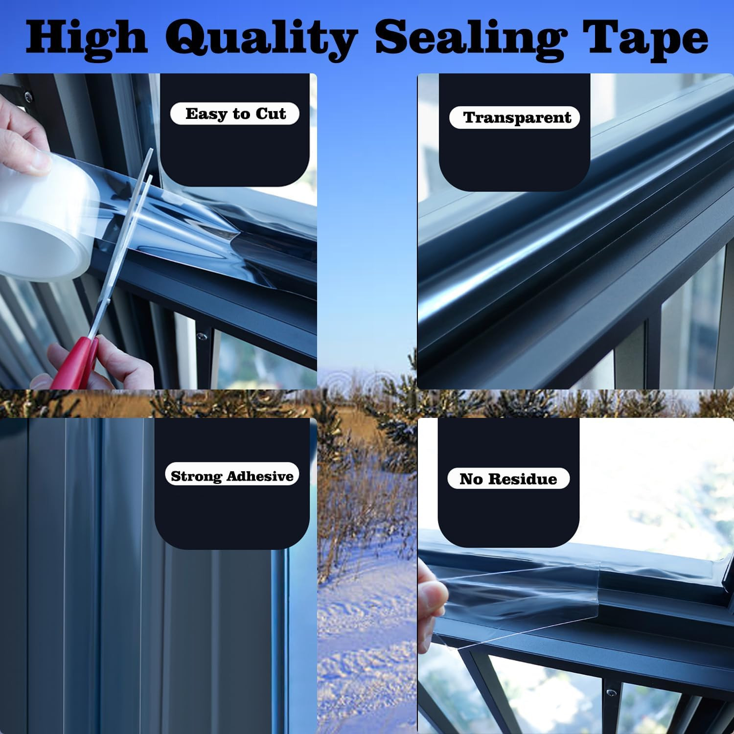 Transparent Window Weather Sealing Tape 2 in x 33 ft for Doors and Windows