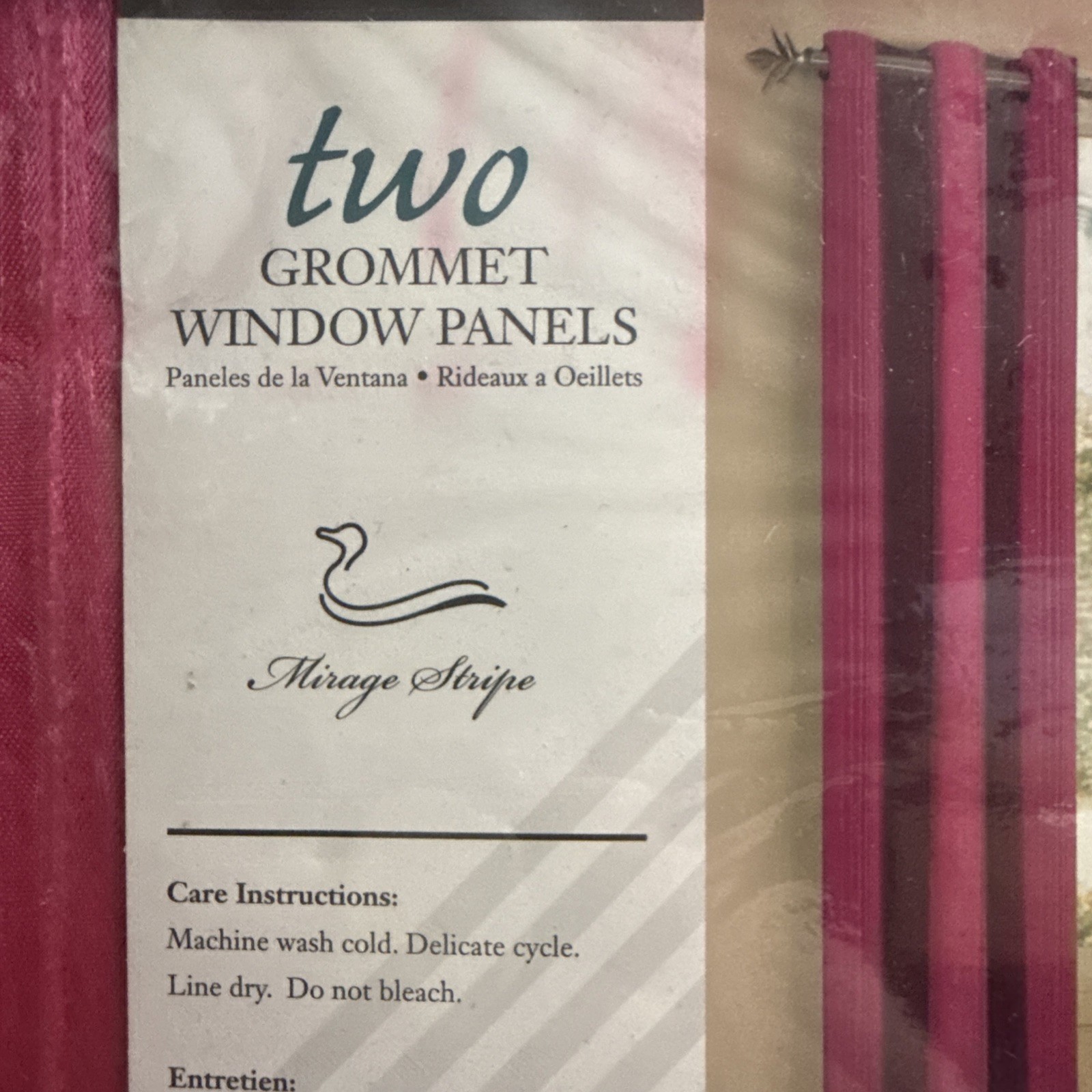 Two Grommet Window Panels Mirage Stripe 80 In X 84 In Fuchsia