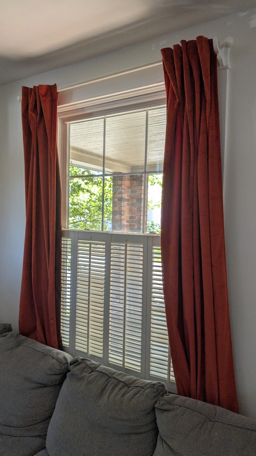 MIULEE Burnt Orange Velvet Curtains 90 Inches Long 2 Panels- Back Tab & Rod P…