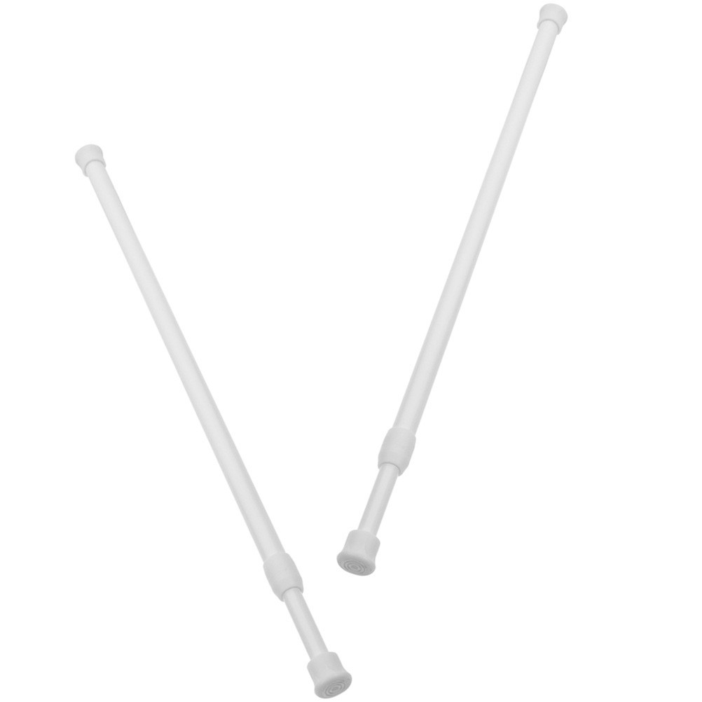 2Pcs Expandable White Curtain Rod Tension Pole for Shower and Clothing Drying