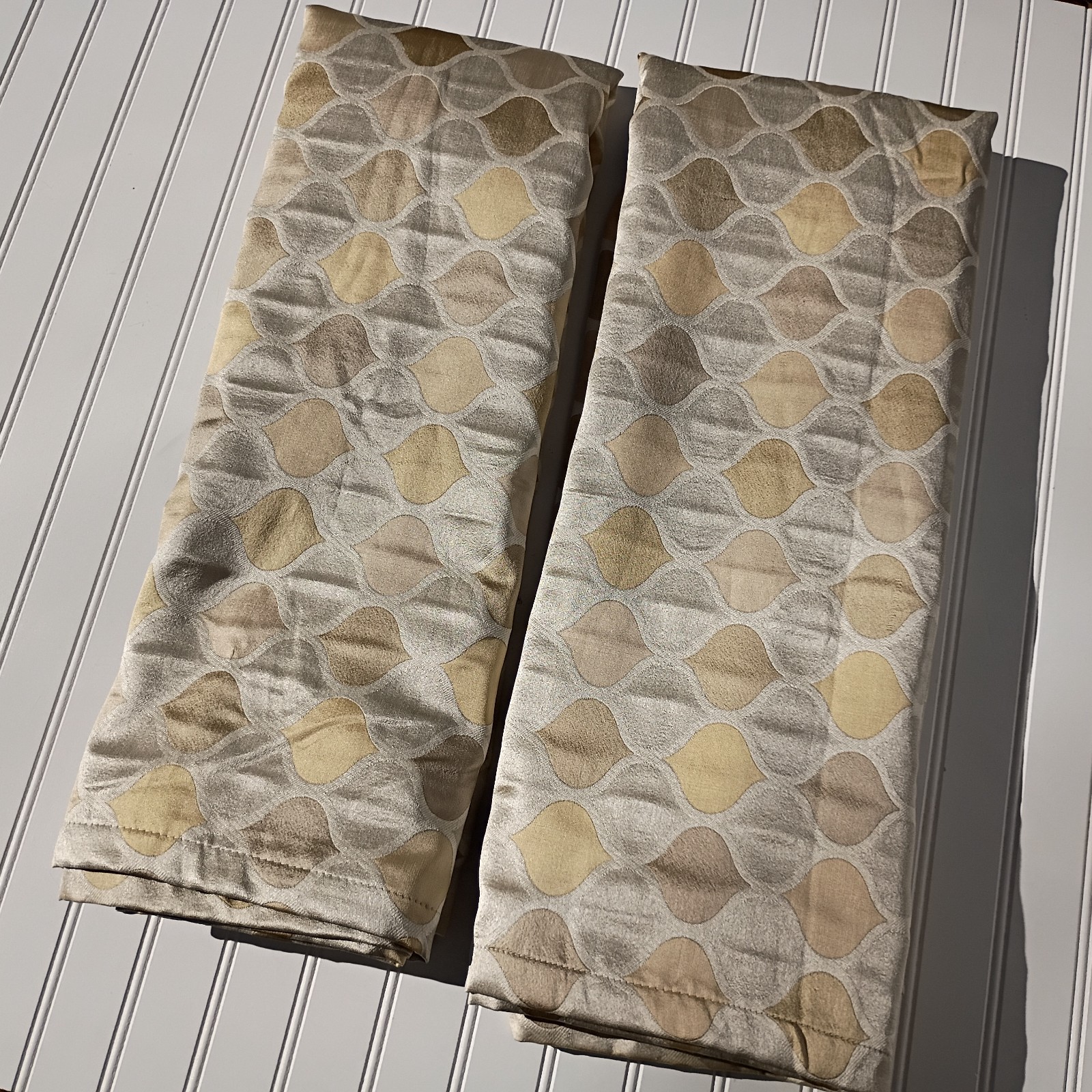 RICHLOOM Riga Curtains 51 x 96 Gold Silver Geometric Art Deco Hollywood Regency
