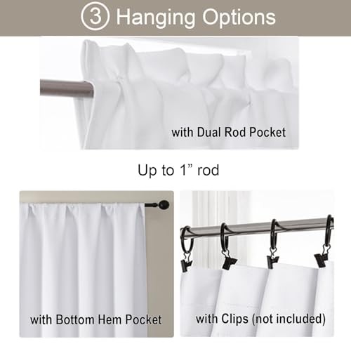 White Valance for Windows, Light Filtering 60″W x 18″L (Pack of 1) Pure White