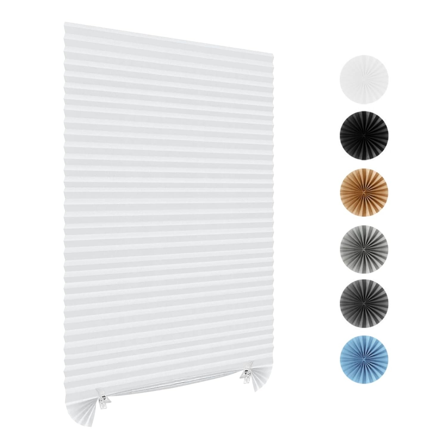 Cordless Pleated Window Shades Temporary Light Filtering Blinds 36×72 White