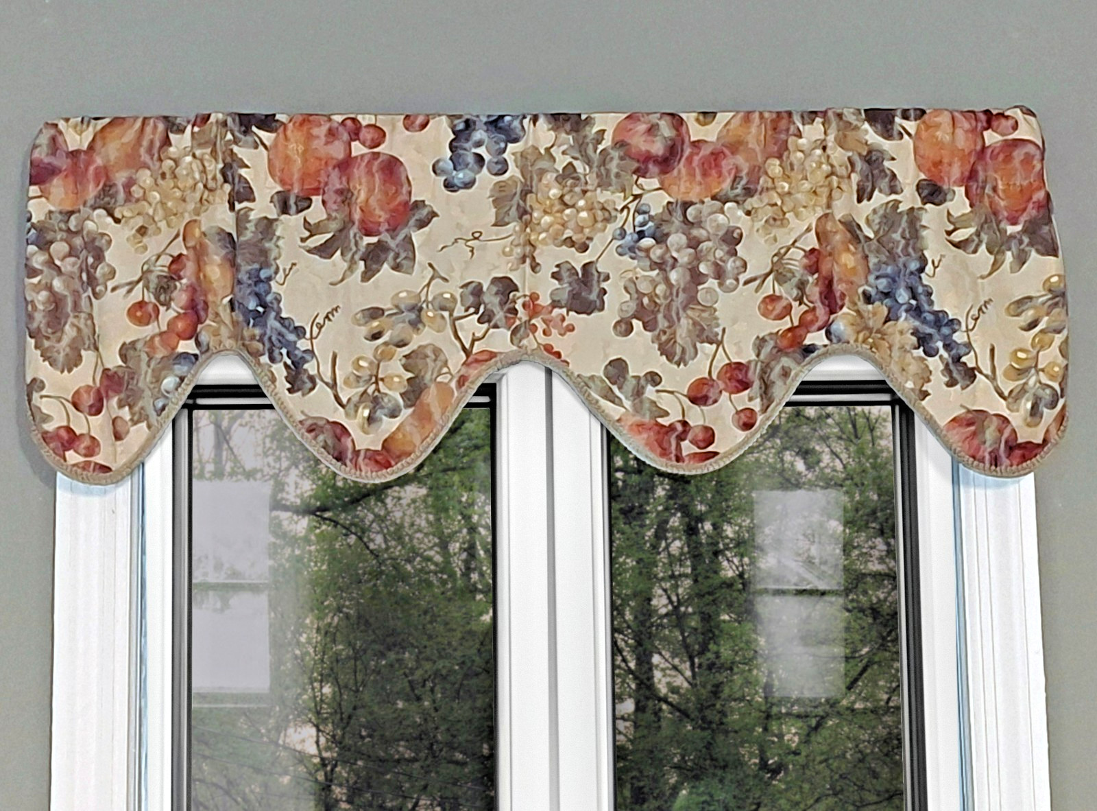 Set of 5 Fruit Vineyard Scalloped Window Valances – Tuscan Style