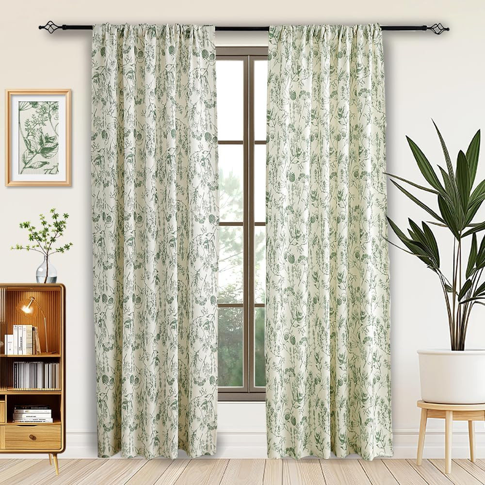 Autumn Dream Blackout Curtains 2 Panels Floral Chenille Drapes 52″x96