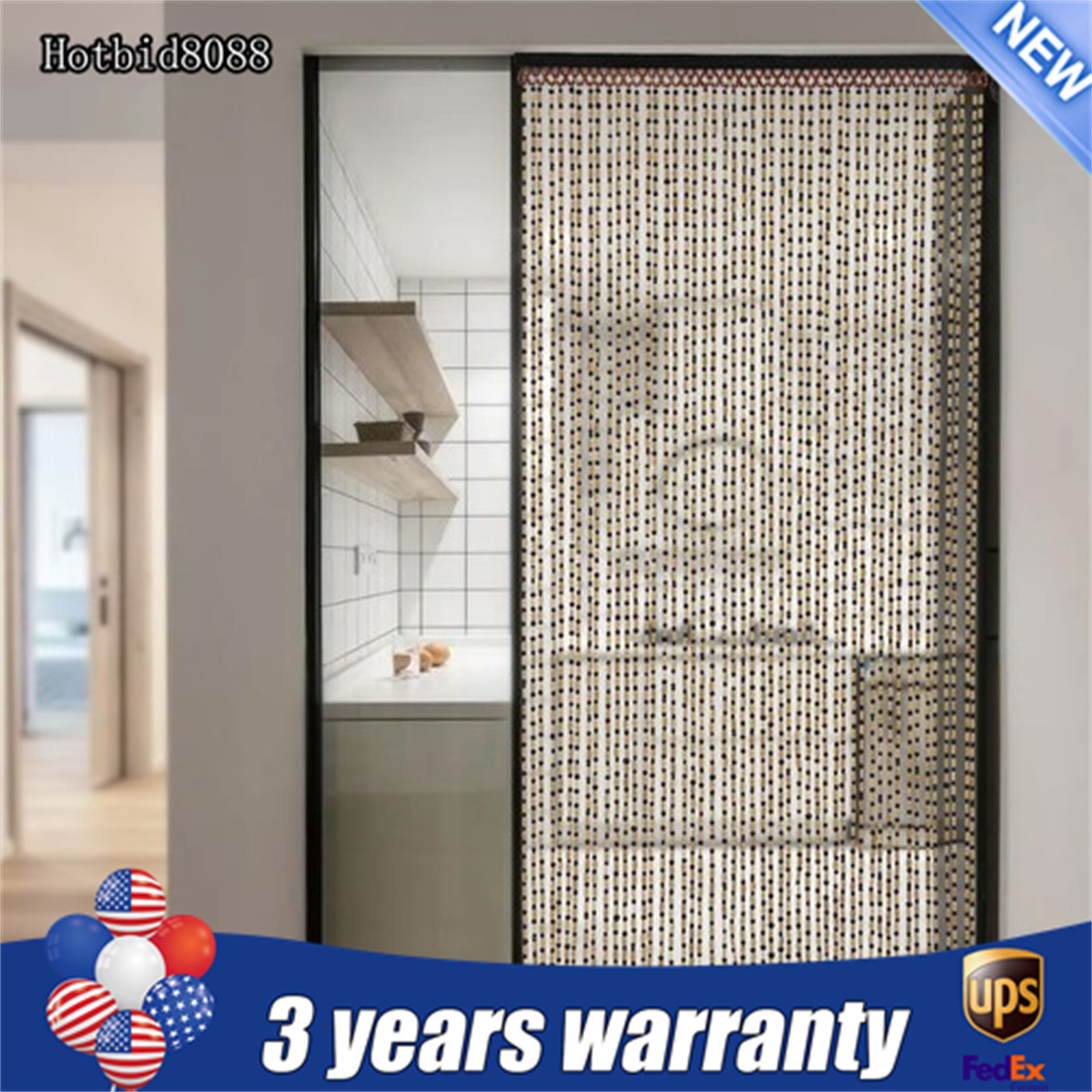Boho Natural Wood and Bamboo Beaded Curtain for Doorway Room Divider 74.8 inch