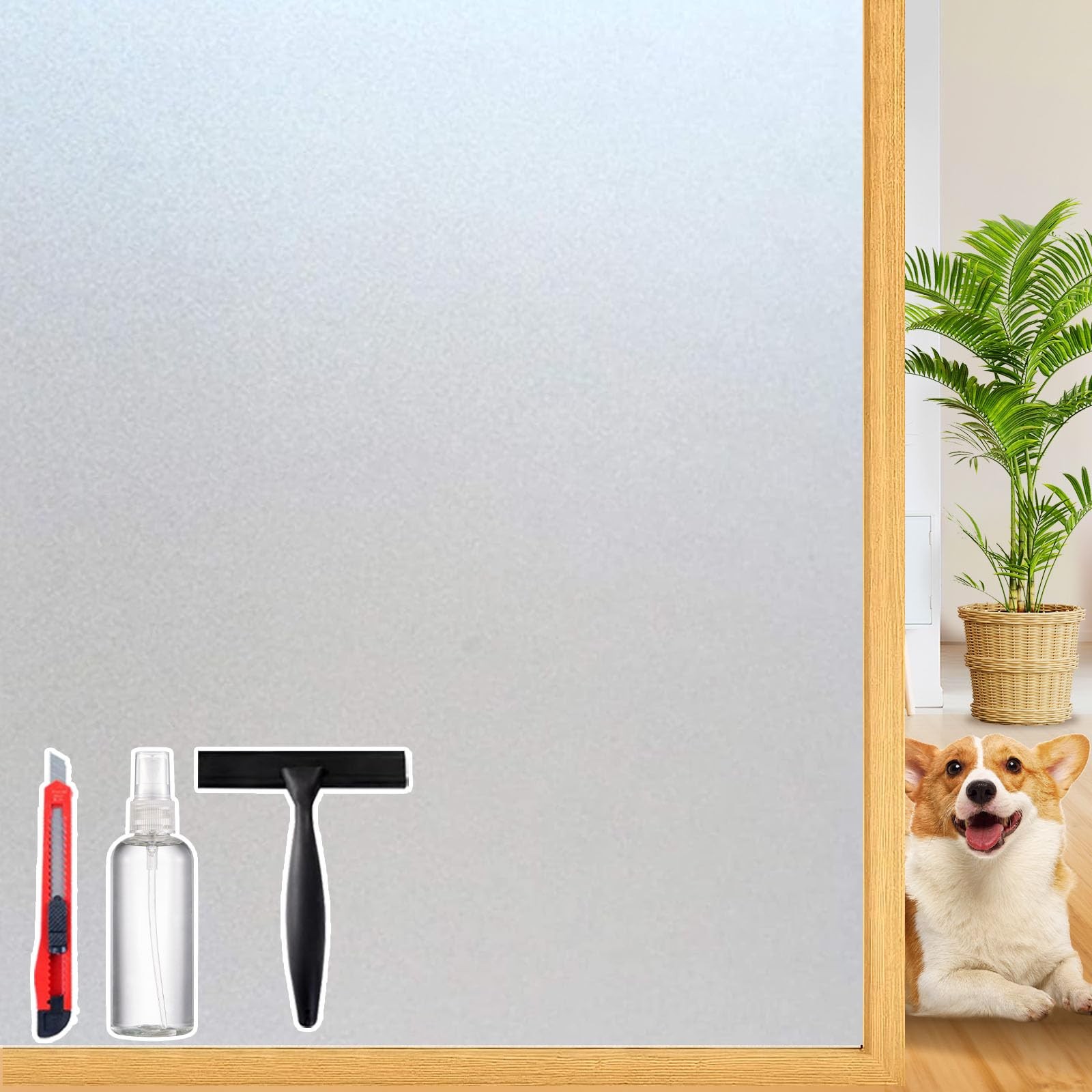 Dwersty Frosted Glass Window Privacy Film 17.5 Inch x 78.74 Inch, White