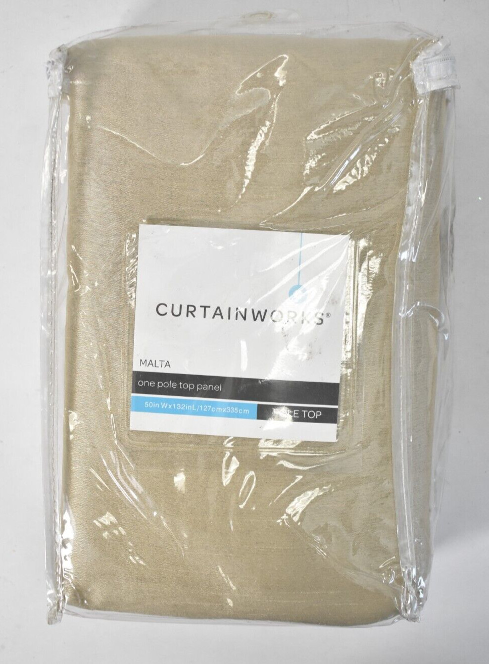 Curtain Works Malta One Pole Top Panel 50″ x 132″ Sand Color Grommet Drape