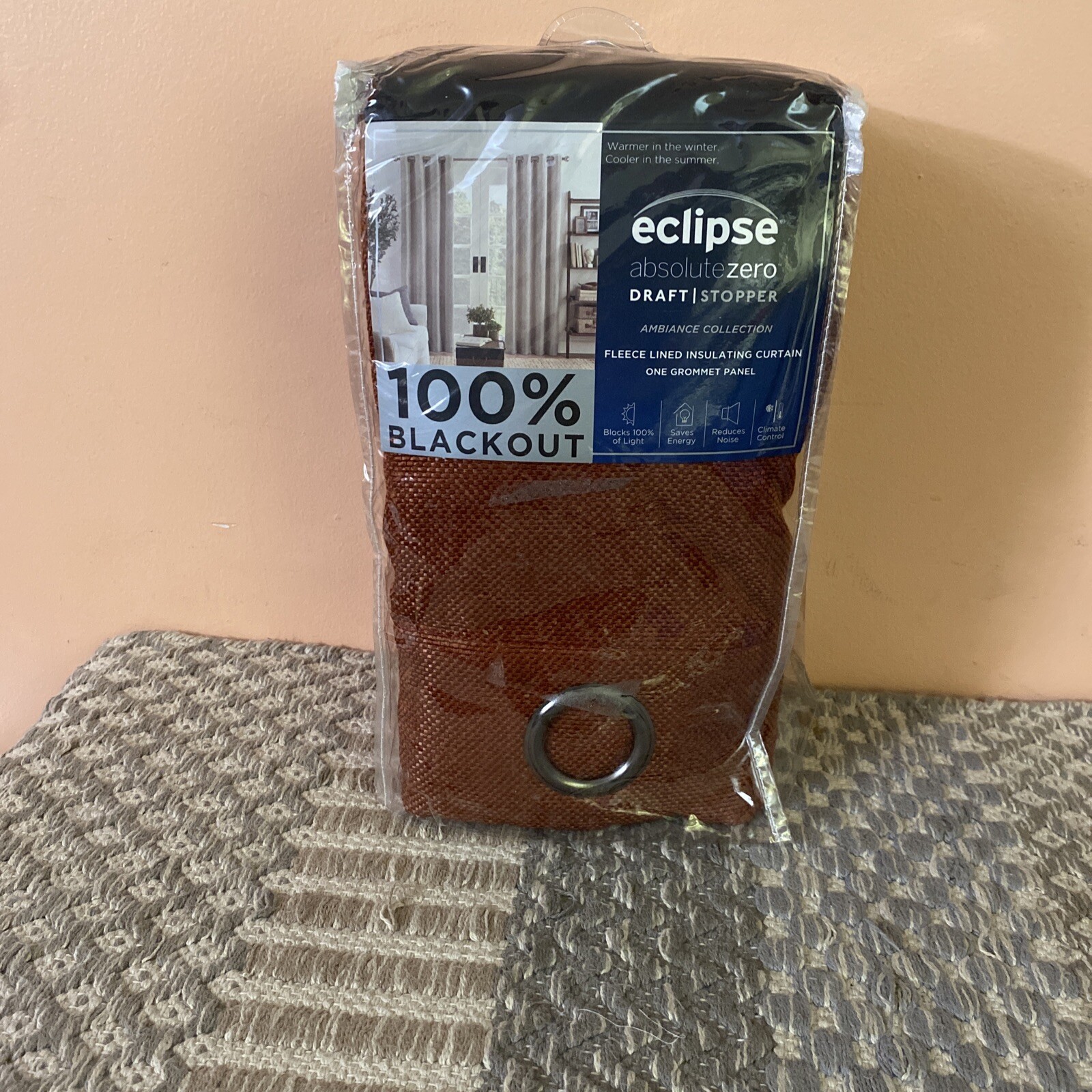 Eclipse Ambiance Draft Stopper 100% Blackout Grommet One Panel Absolute Zero @