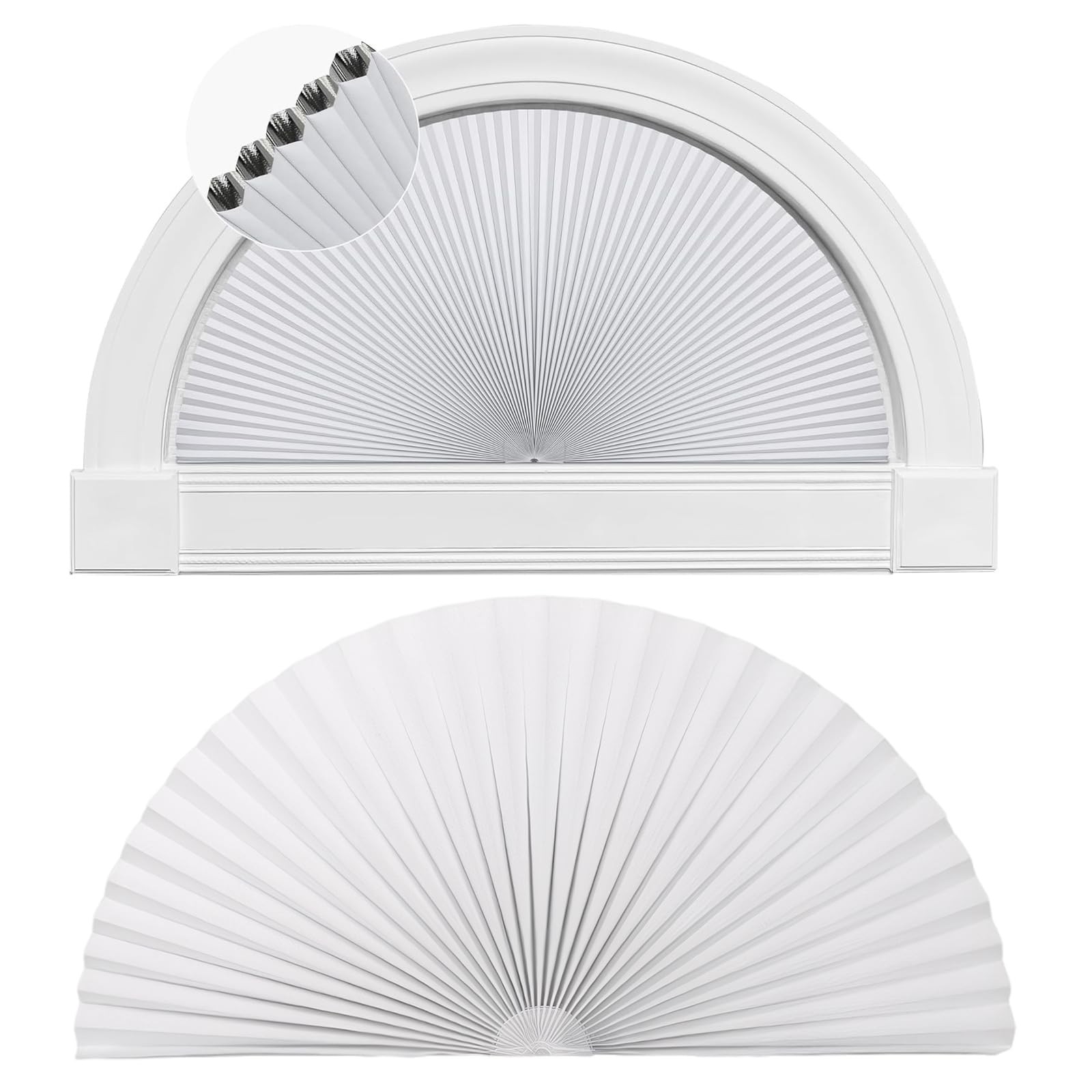 2 PCS Half Circle Window Shade, Arch Window Shade, Radius 17.7 Inches, Blacko…