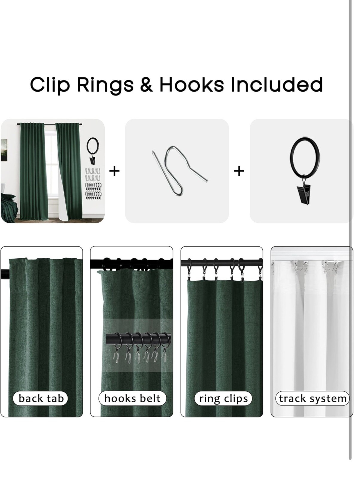 Curtains for bedroom black out Forest Green