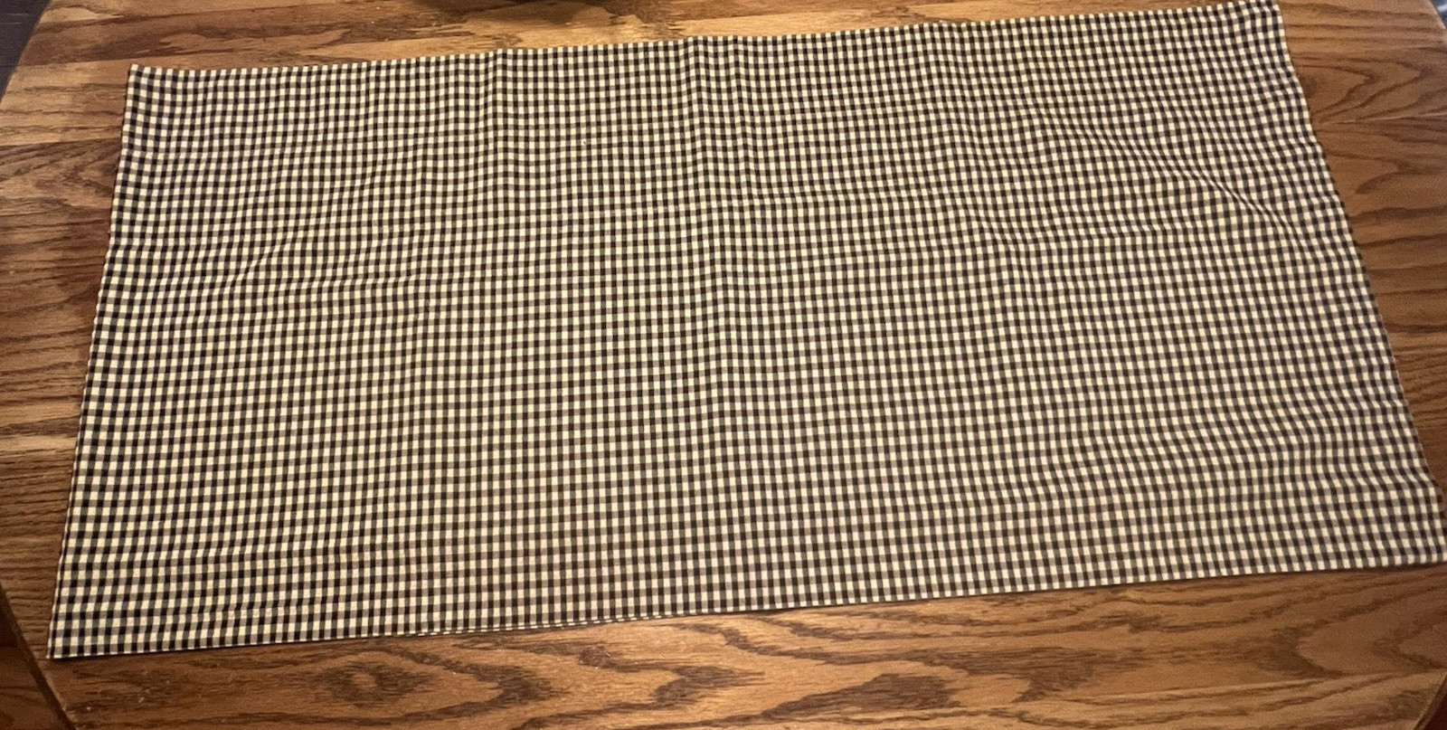 Longaberger KHAKI CHECK Window Valance Woven 74 x 18 Lined with 3″ Header~MINT!