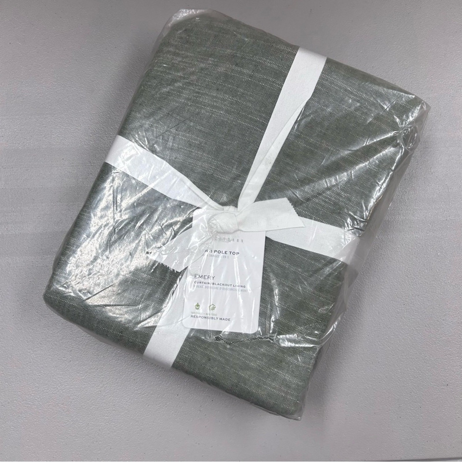 Pottery Barn Emery Linen Blackout Curtain Loden Green Window Panel Drape NWT