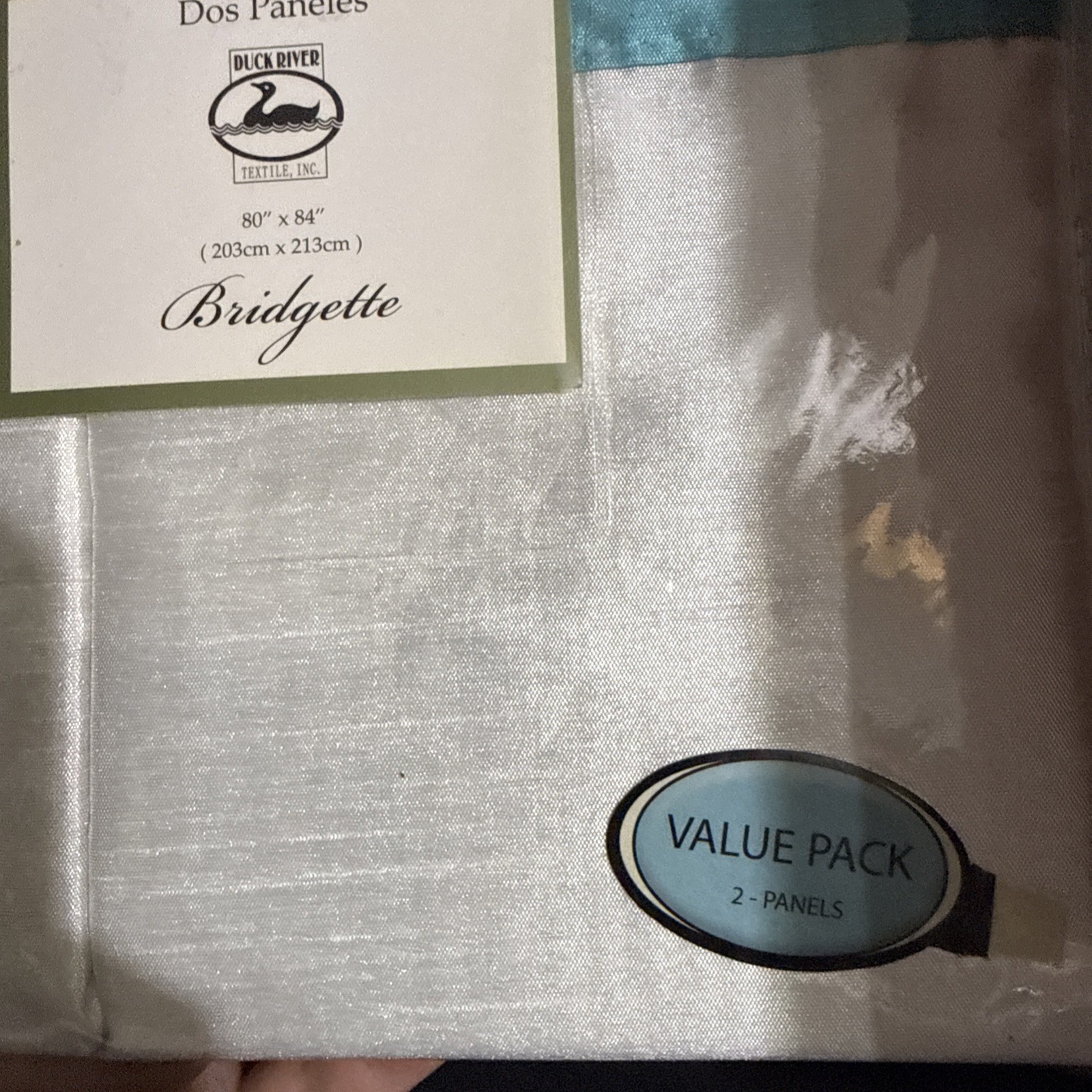 Bridgette Grommet Pair Panels Value Pack (2 Pack) White And Teal New