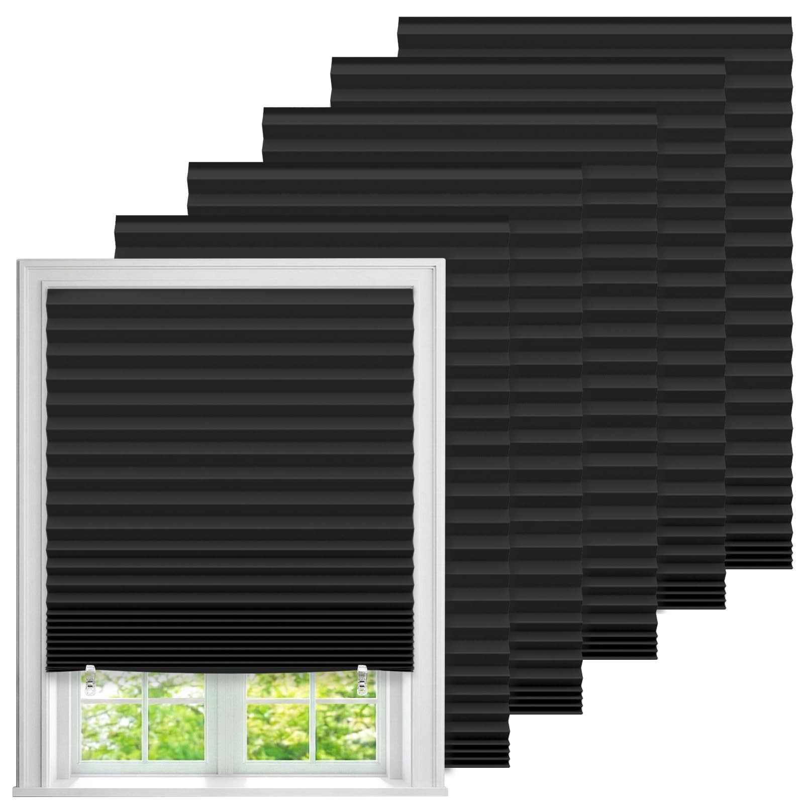 6 Pack Temporary Blackout Blinds for Indoor Windows No Drill, 24″ W x 59″ H A…