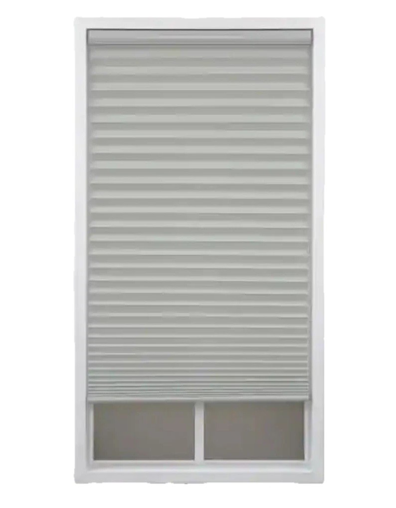 StyleWell Cordless Light Filtering Polyester Pleated Shade Light Gray 26×64