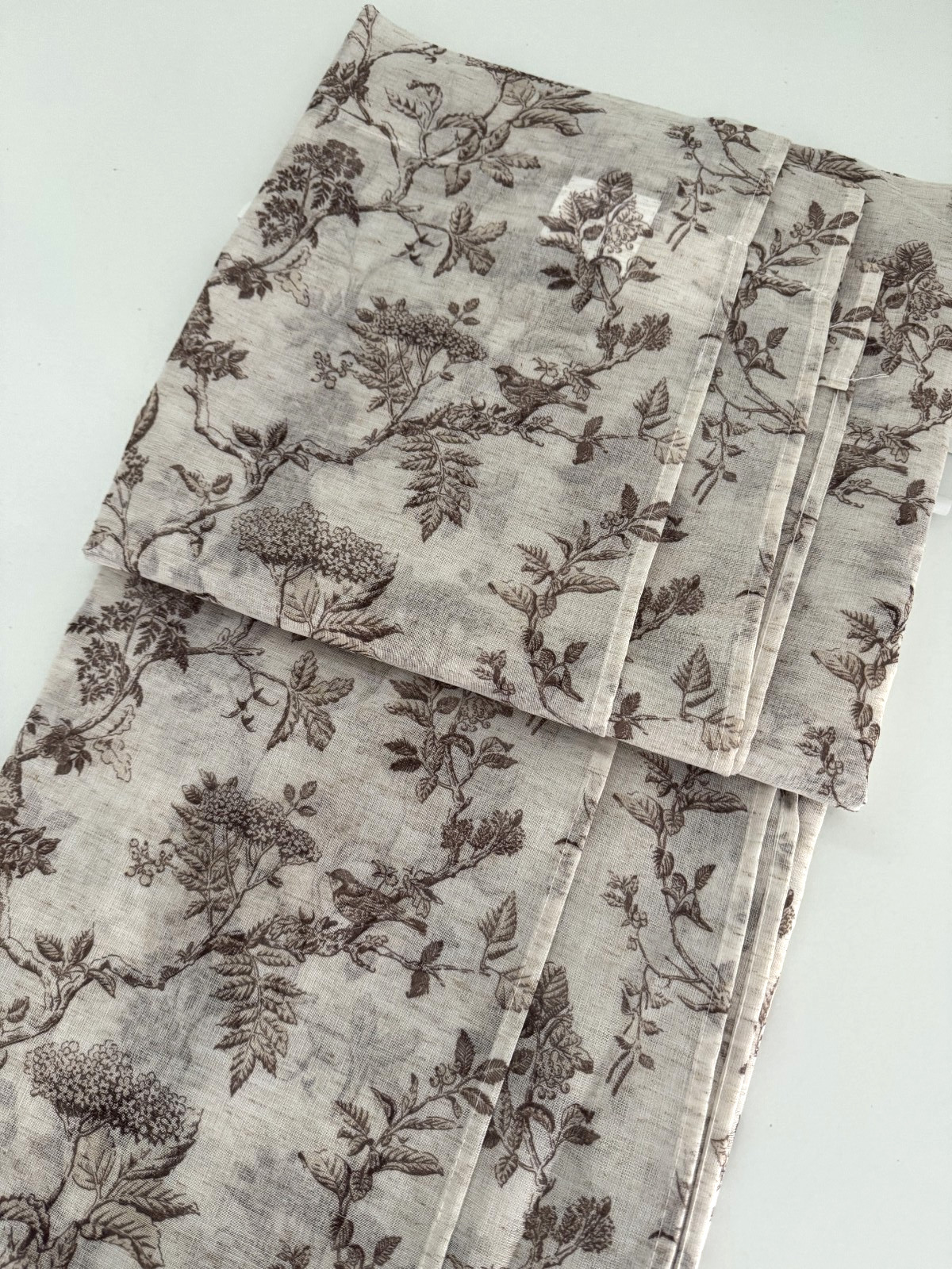 Laura Ashley Window Curtains 2 Panels 38 x 84 Beige Brown Sheer Elderwood Linen