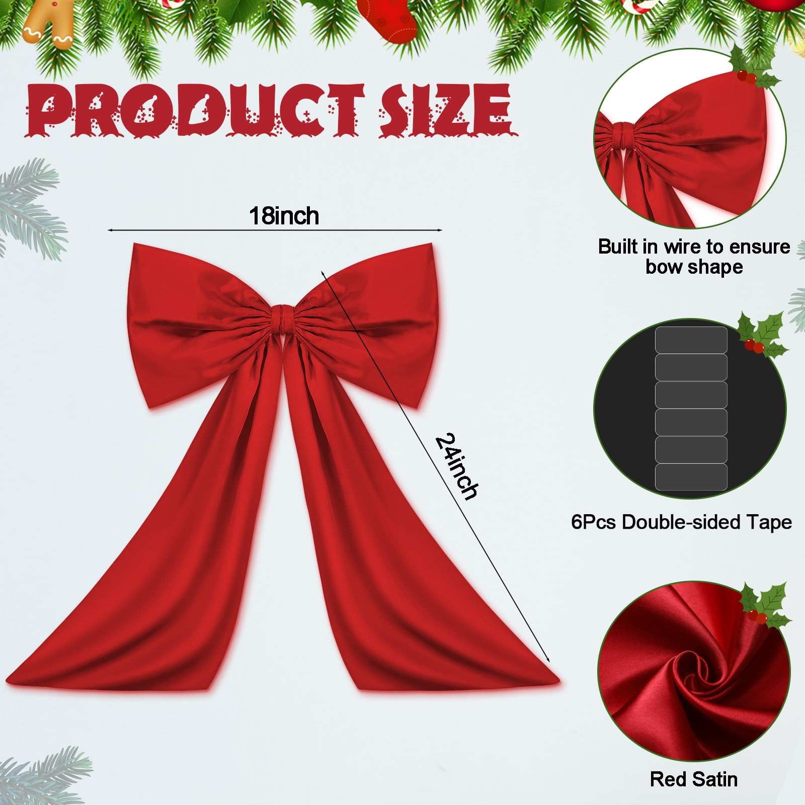Large Red Bow Decor 18×24 Inch Satin Ribbon Coquette Birthday Wall Hanging