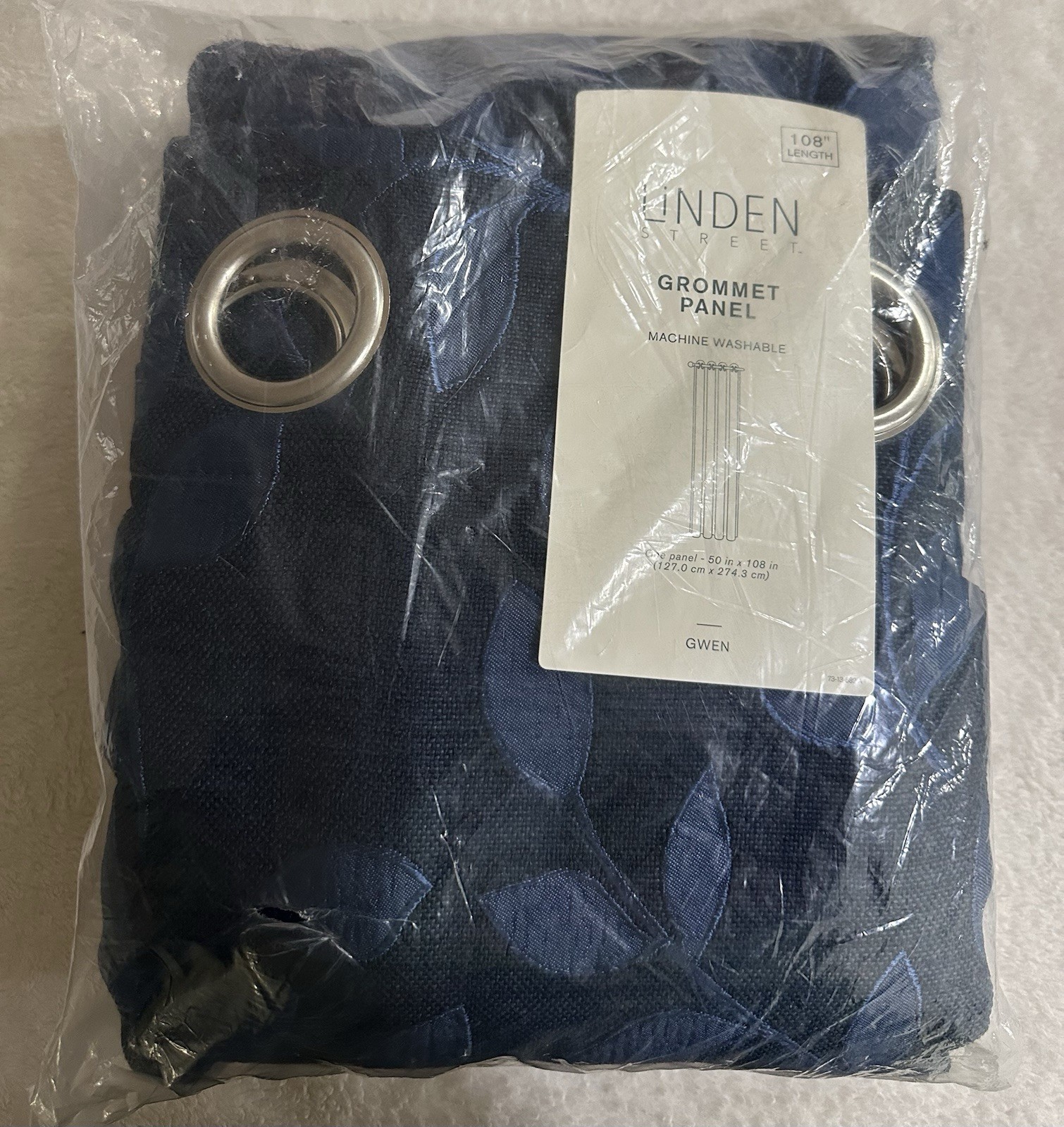 Linden Street Grommet Panel Blue Indigo Gwen Leaf New 50in X 108in $100 MSRP