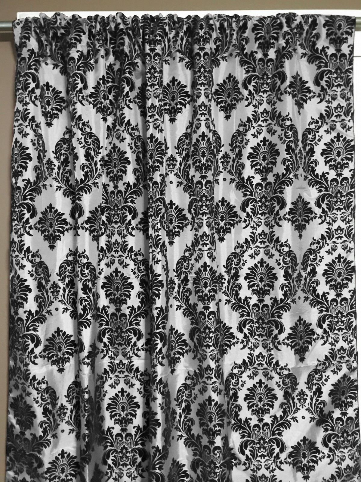 Flocking Damask Curtain Window Panel or Photography Backdrop 58″ Wide