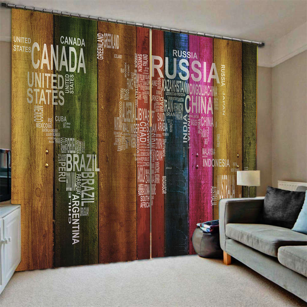 Alphabet Bubble Economy Plank Printing 3D Blockout Curtains Fabric Window