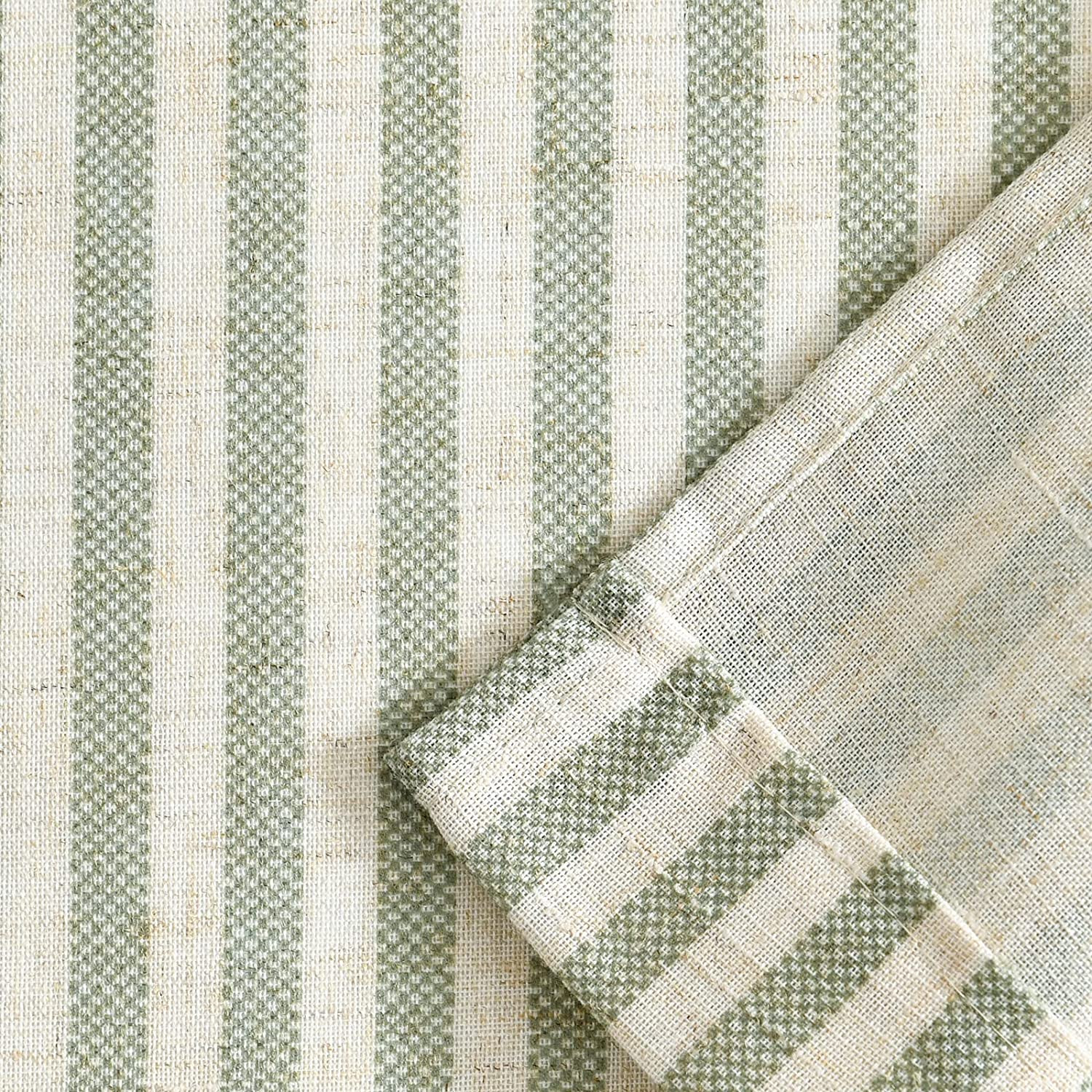 Tie up Linen Textured Striped Bow Tie Curtain for Kitchen Bathroom Rod Pocket Pi