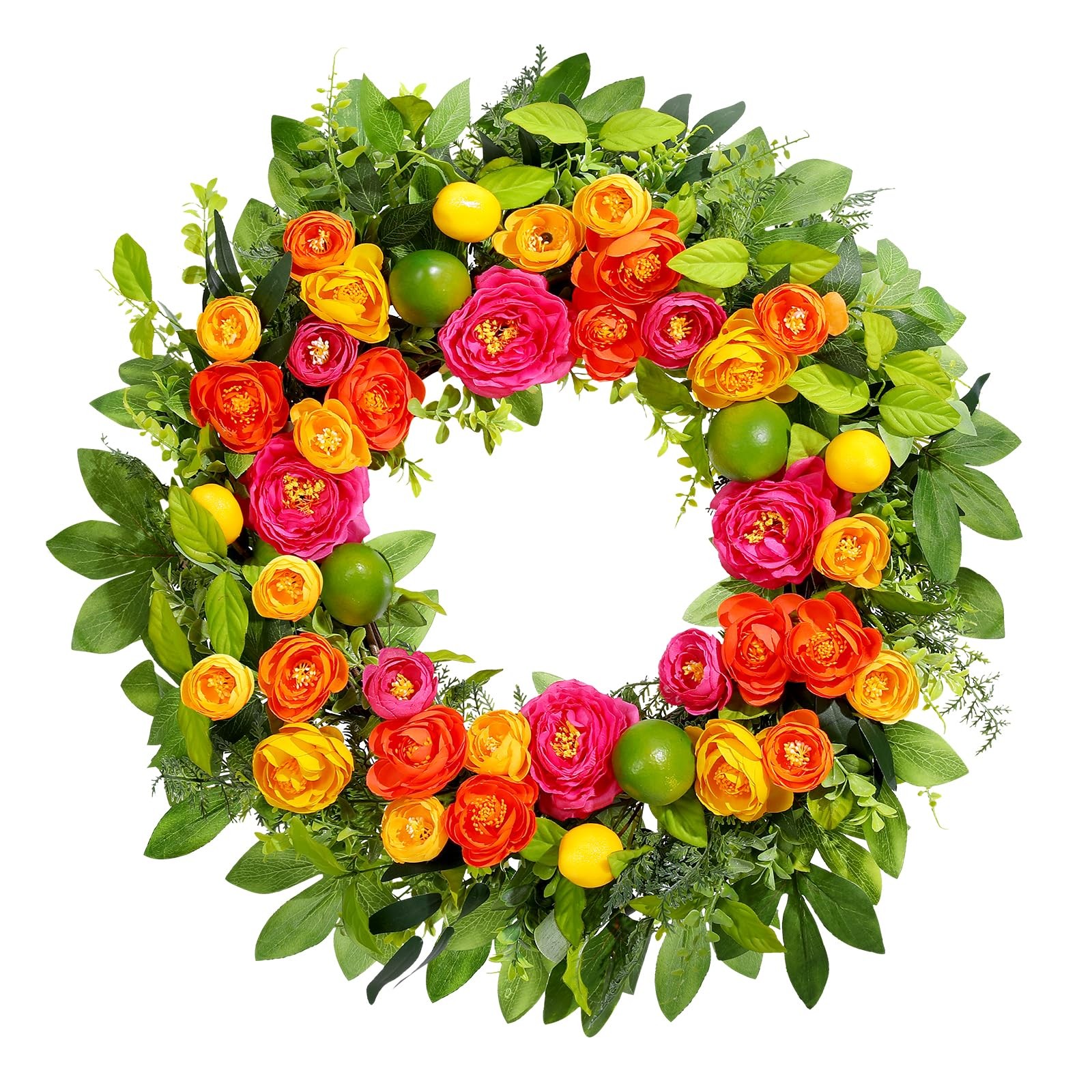 26″ Spring Wreaths for Front Door, Large Artificial Lemon Wreath with