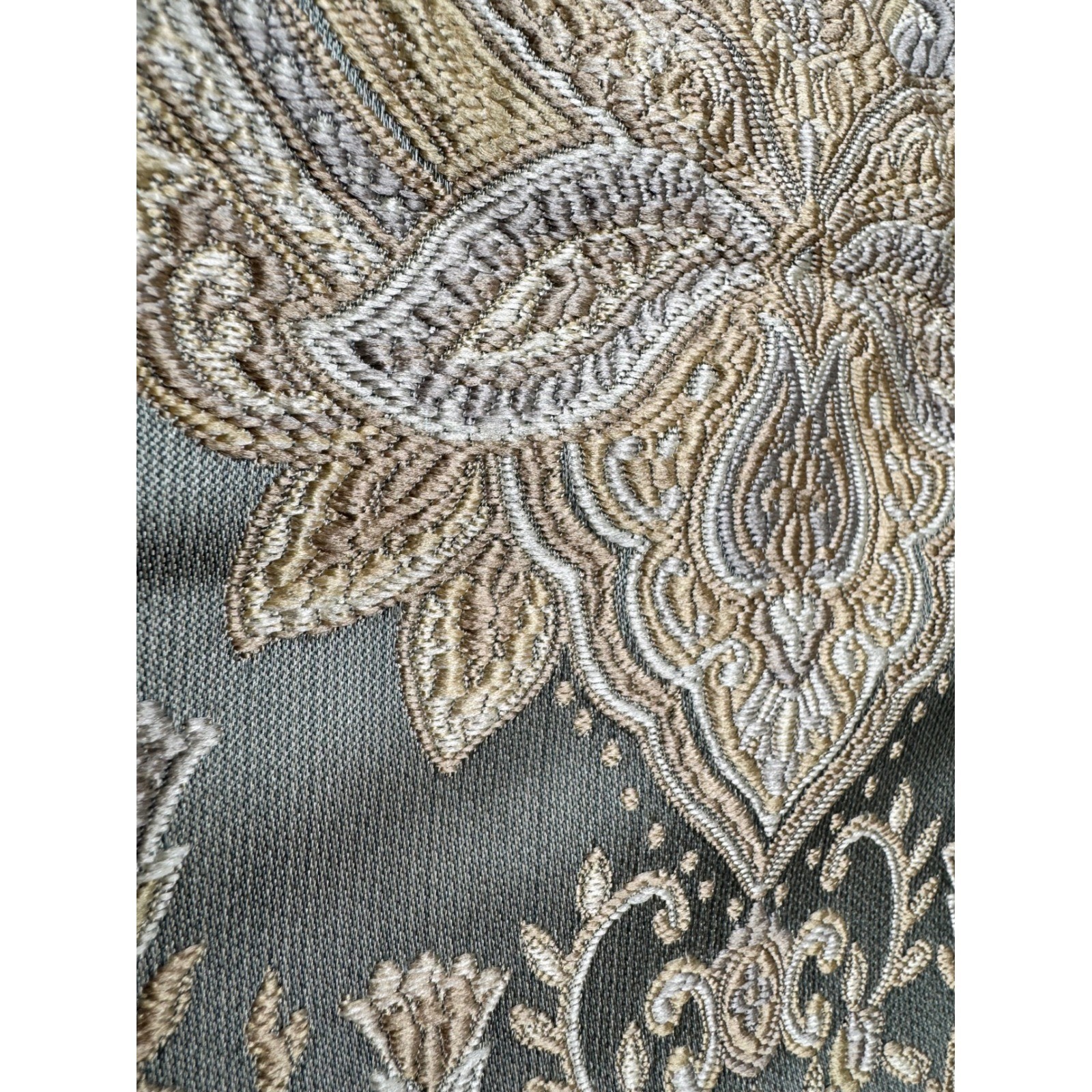 Rose Tree Norwich Medallion Set 5 Blue Gold Damask Paisley Lined Valances Luxury