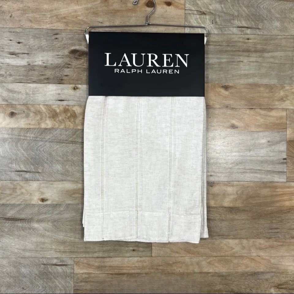 Ralph Lauren 54 x 96 Hamilton Linen Beige Sheer Curtains Striped Stripes Woven