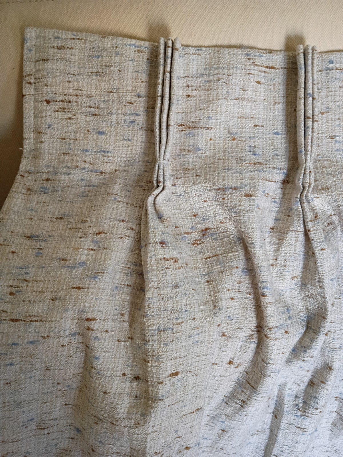 Drapes JCPenney Thermal Back Blue Beige Textured 3 Pinch Pl. Panels 44L MCM