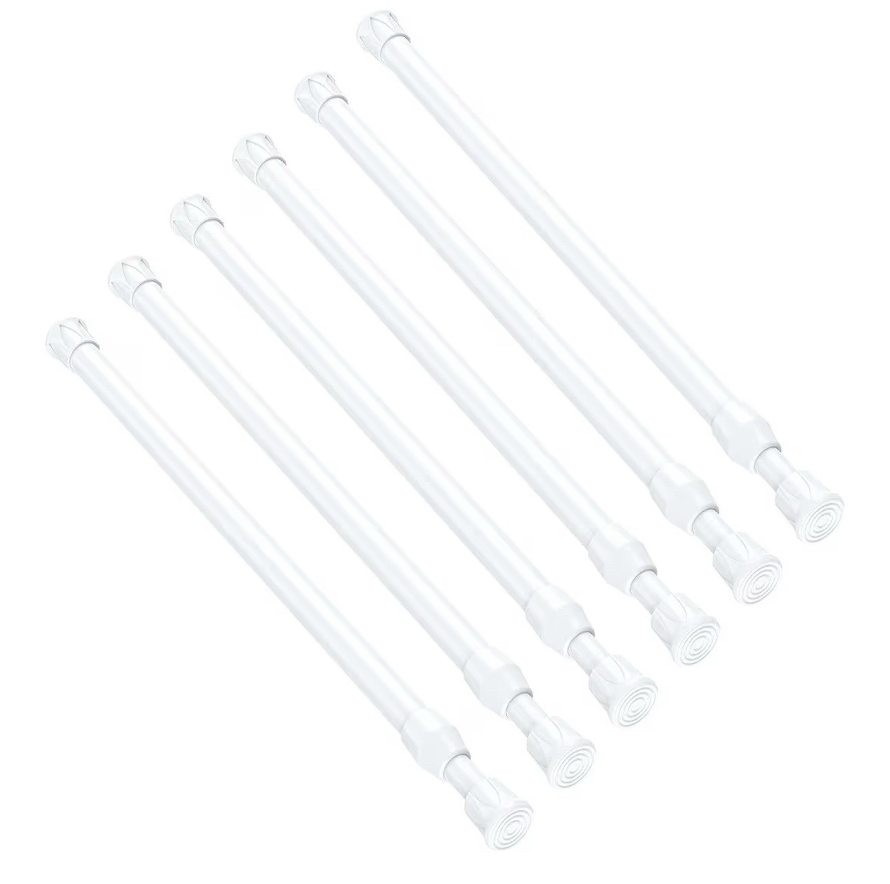 MEXAU 6 Small Tension Curtain Rods 8 to 12.5” White Short Curtain W/out Drill