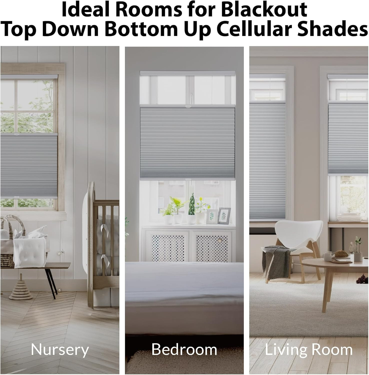 Cordless 1.5″ Blackout Cellular Shade, Top Down Bottom Up, Latte, 47″x48