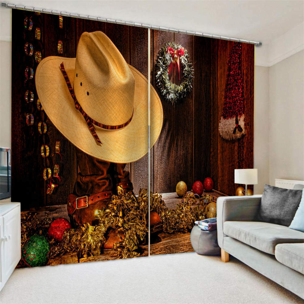 Clear Canvas Edge Hat Straw Printing 3D Blockout Curtains Fabric Window