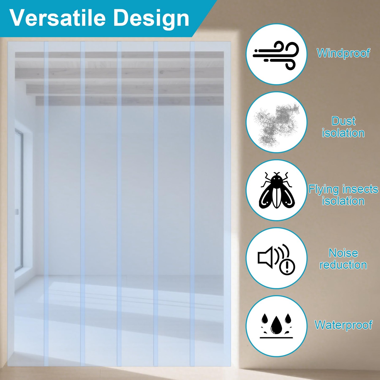 Plastic Door Strips 8×7.6in Vinyl Curtain 0.08 Thickness Smooth Commercial