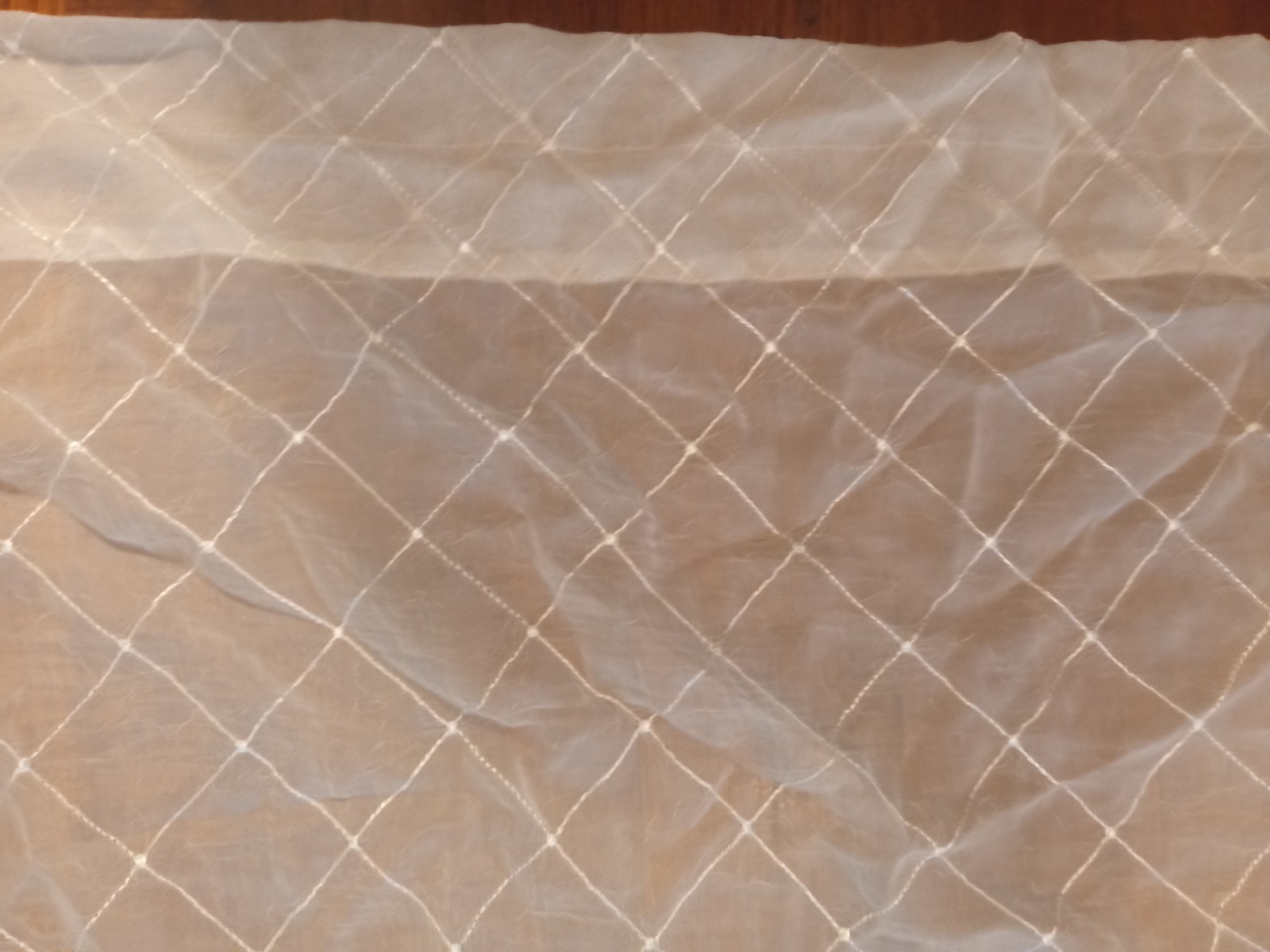 Vintage Set 2 White Sheer Embroidered Curtain Panels Rod Pocket 51×83 (102 Width