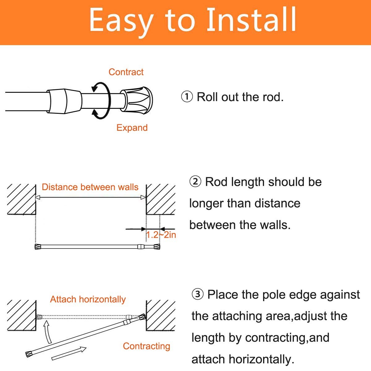 2 Pack Small Tension Rods 7 in to 11 Curtain Rods Window Rods in Extendable W…