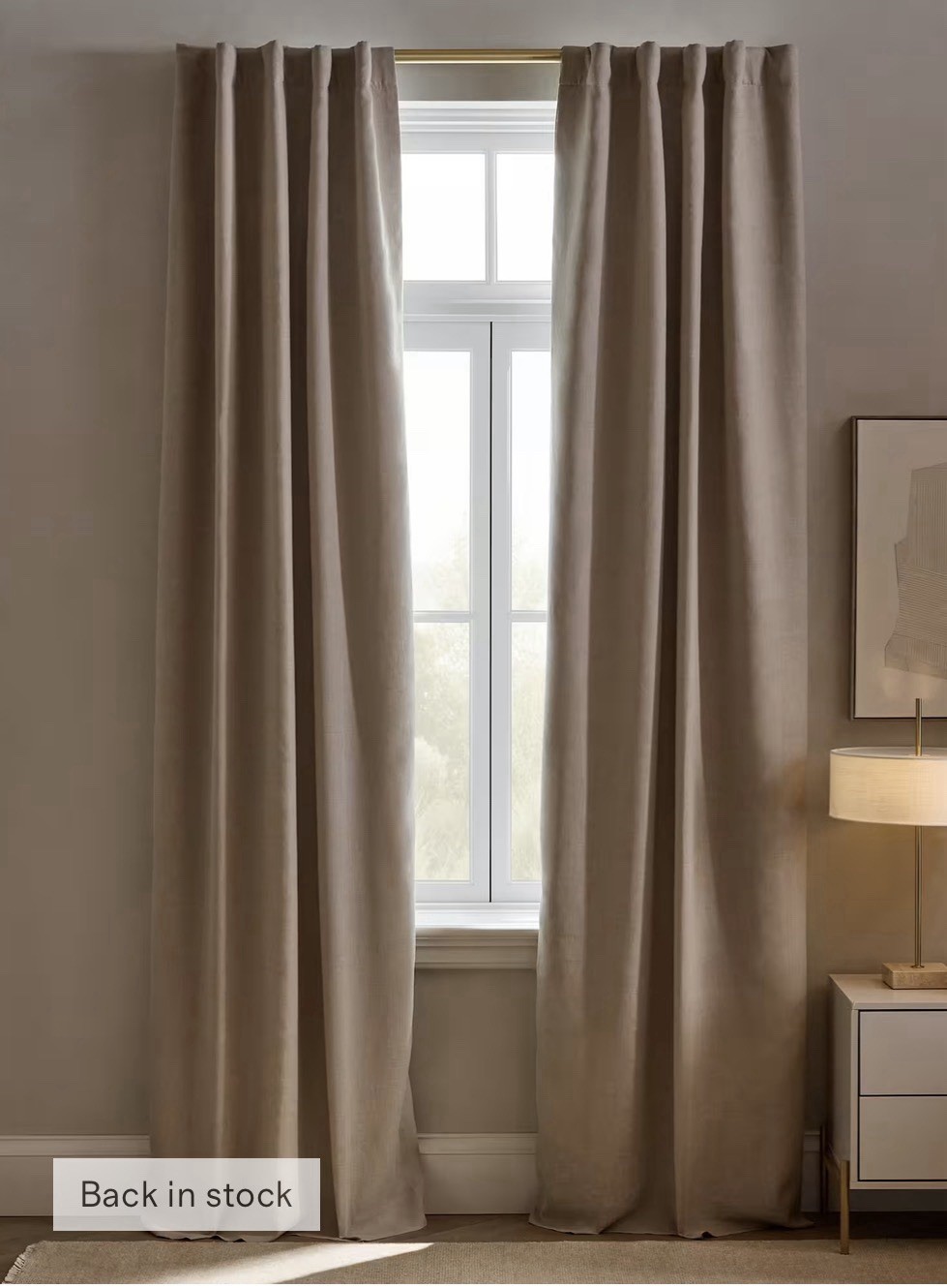 NWOT Quince Set 2 Linen Curtain Panels Room Darkening Dark Flax 48″ x 84″