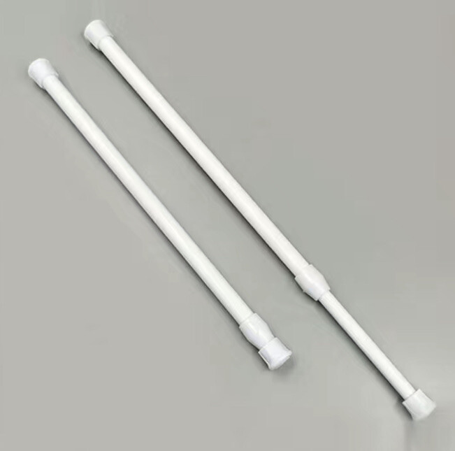 Punch Free Tension Rod Spring Loaded Extendable Poles Curtain Rod Stick White