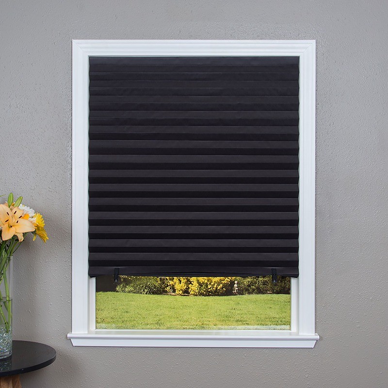 Redi Shade No Tools Original Blackout Pleated Paper Shade Black, 36 in x 72 in