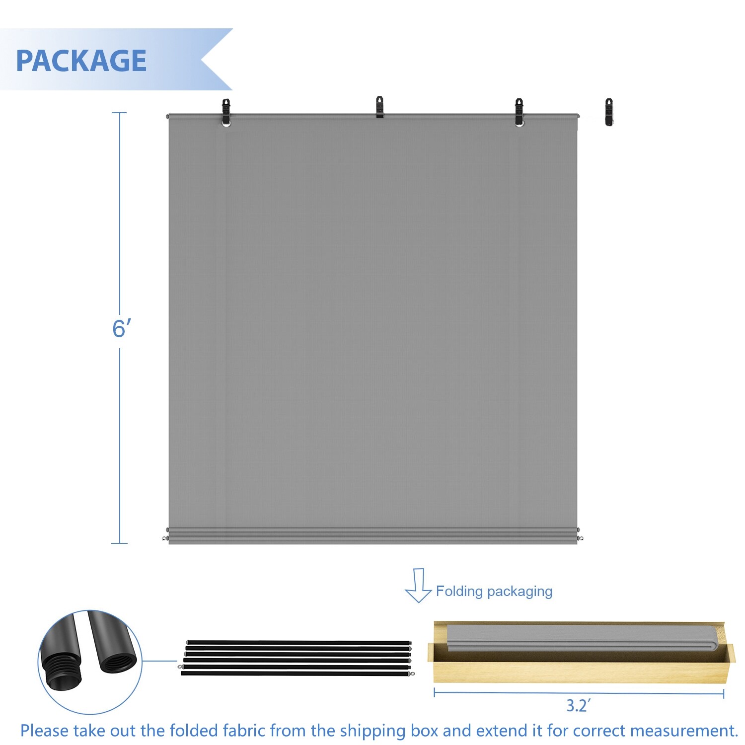 Roller up Shades for Patio Deck Porch Pergola Balcony Backyard Outdoor-Grey