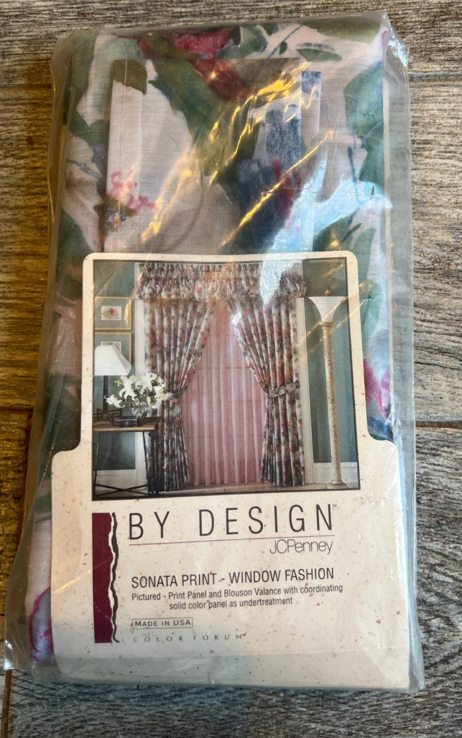 JCPenney Panel w tieback Curtain NWT Vintage Window Fashion Sonata Print USA