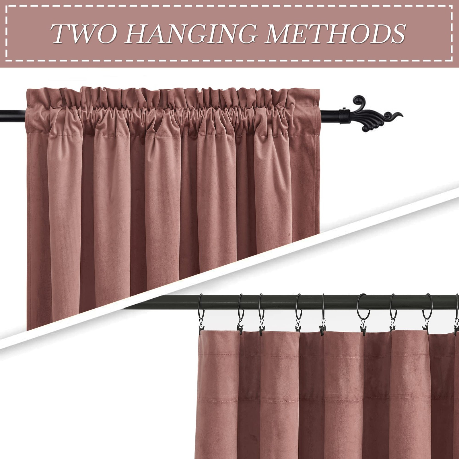 Mauve Velvet Curtains 84 inch Length Room Darkening Large Window Covering Sil…