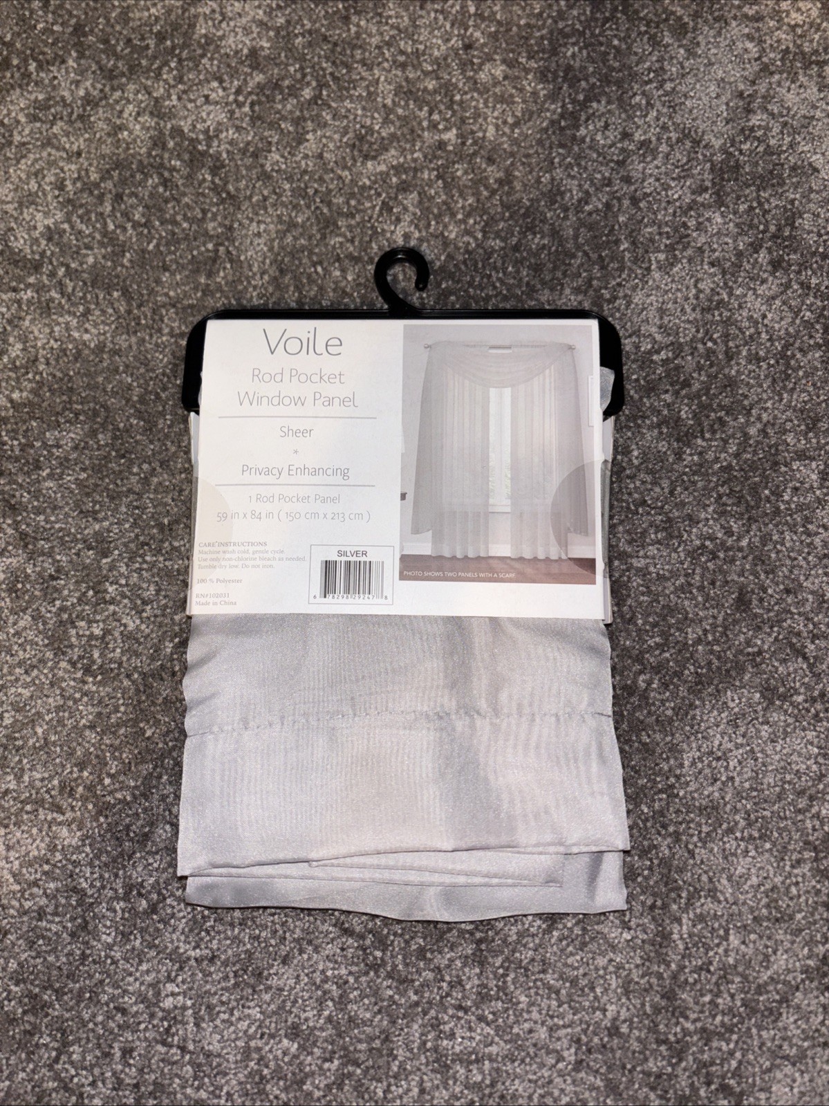 Voile 1 Panel Rod Pocket – Sheer Silver – 59×84