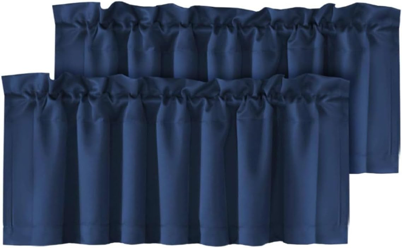 H.VERSAILTEX Blackout Valances for Windows,Navy Blue Short Window Valance Curtai