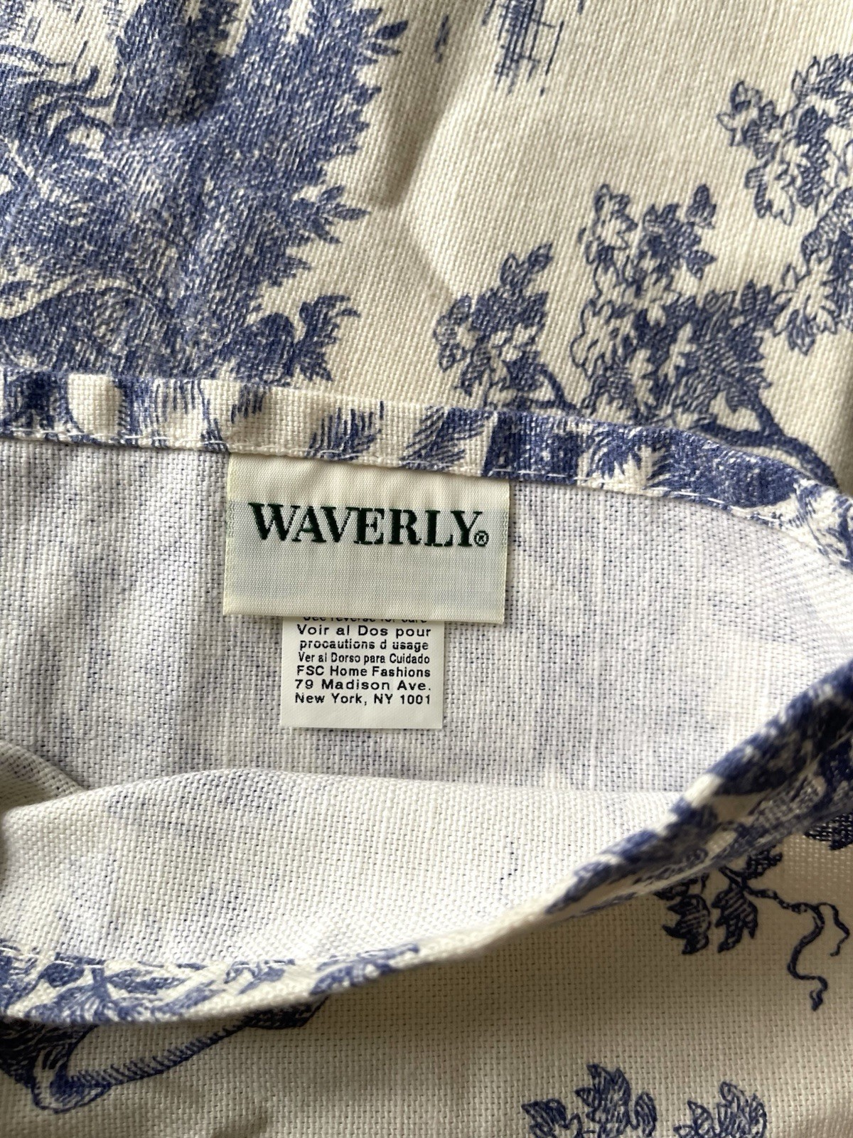 WAVERLY LG Valance COUNTRY LIFE Blue Toile Cotton Curtain Straight 16 X 78